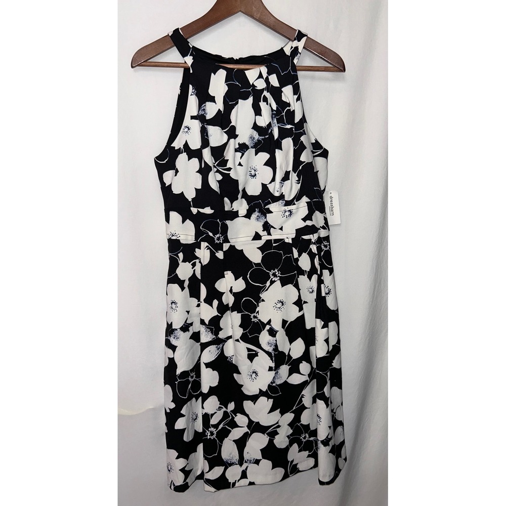 Roz & Ali Women's Dress Size 6 Black White Floral Sleeveless Halter Party